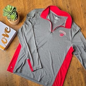 Mens Colosseum Gray Quarter-Zip Wisconsin Badgers Pullover
